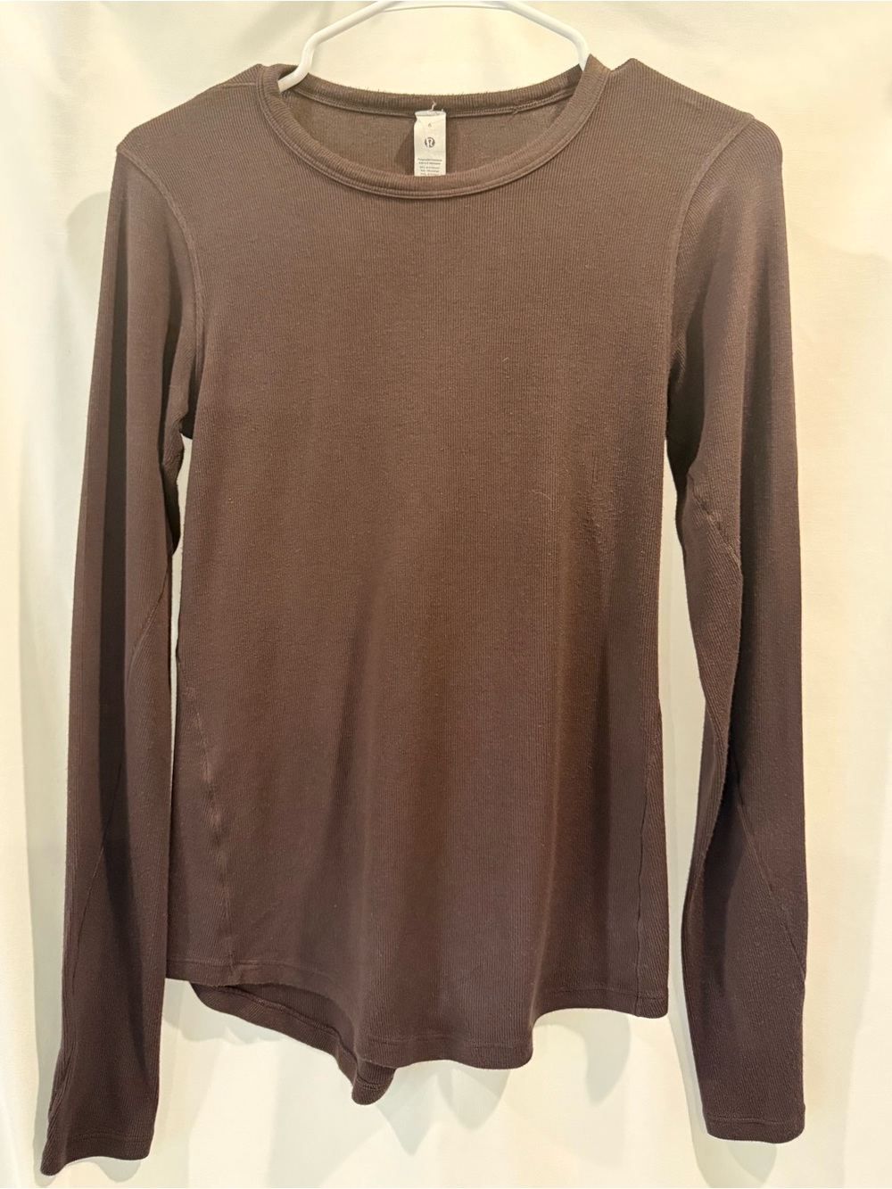 Lululemon Brown Ribbed Long Sleeve Crewneck Top – Size 6
